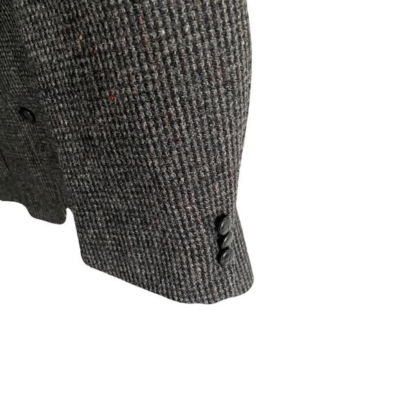 HARRIS TWEED Vintage Hand Woven Wool Sports Coat Jacket Blazer Black Gray 42R - Picture 6 of 11